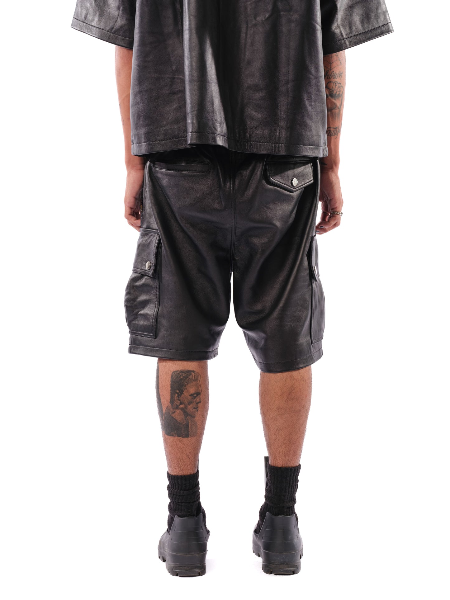 Mace Leather Cargo Shorts (Black)