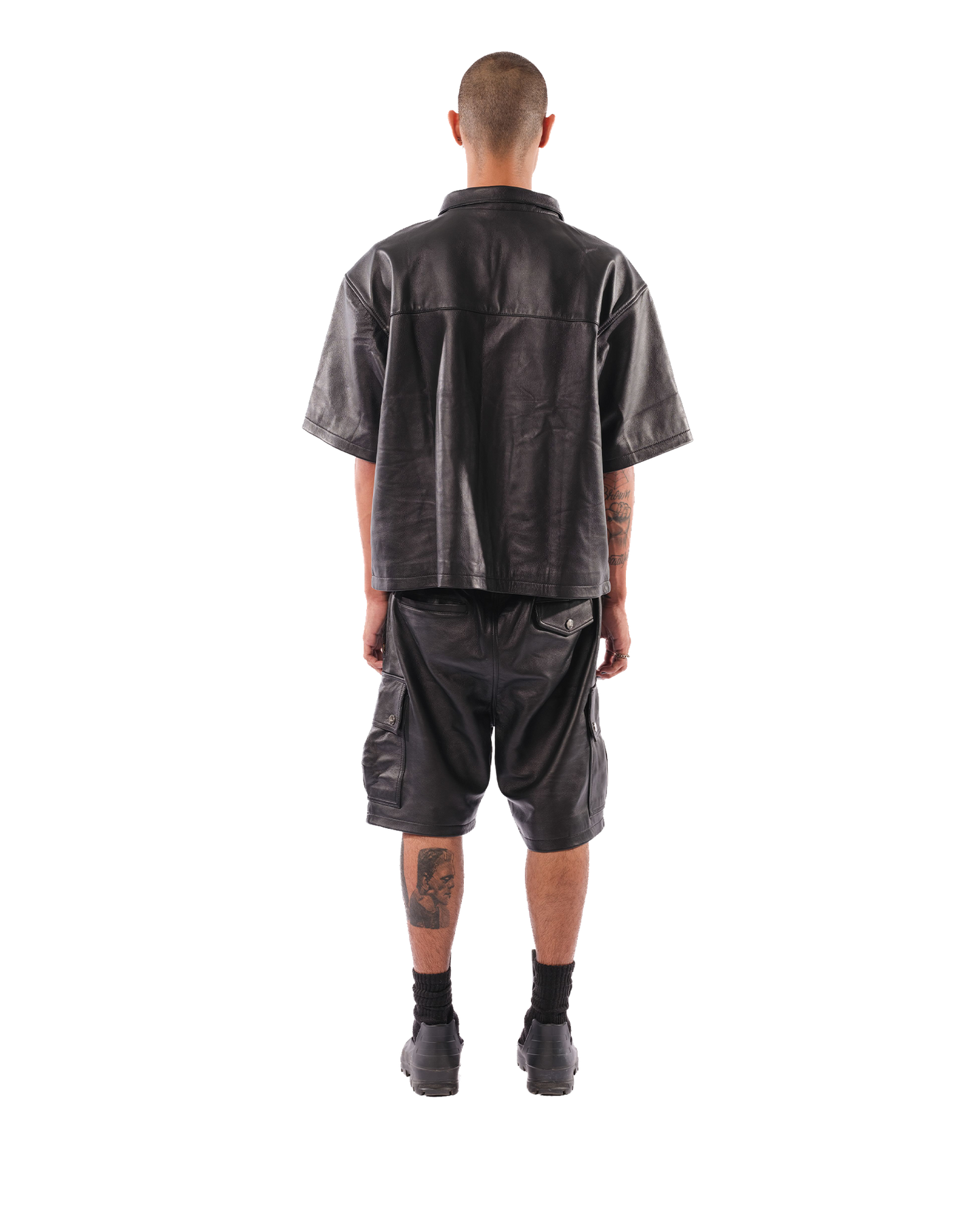 Mace Leather Cargo Shorts (Black)