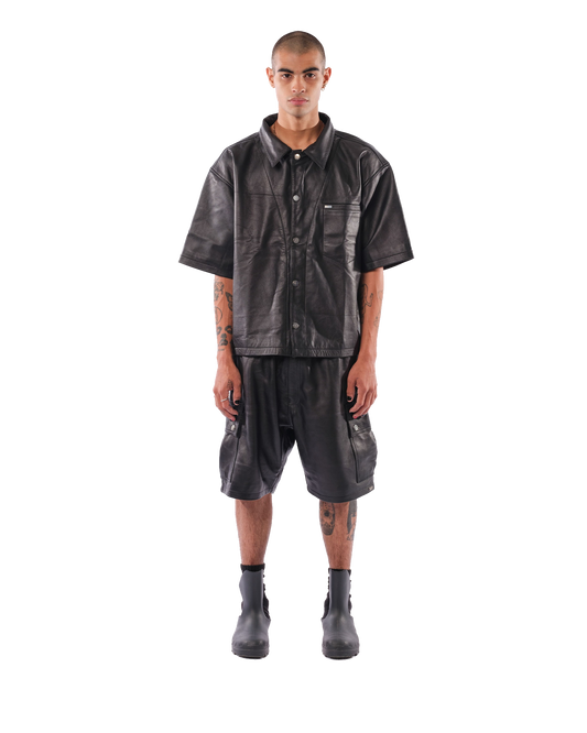 Mace Leather Cargo Shorts (Black)