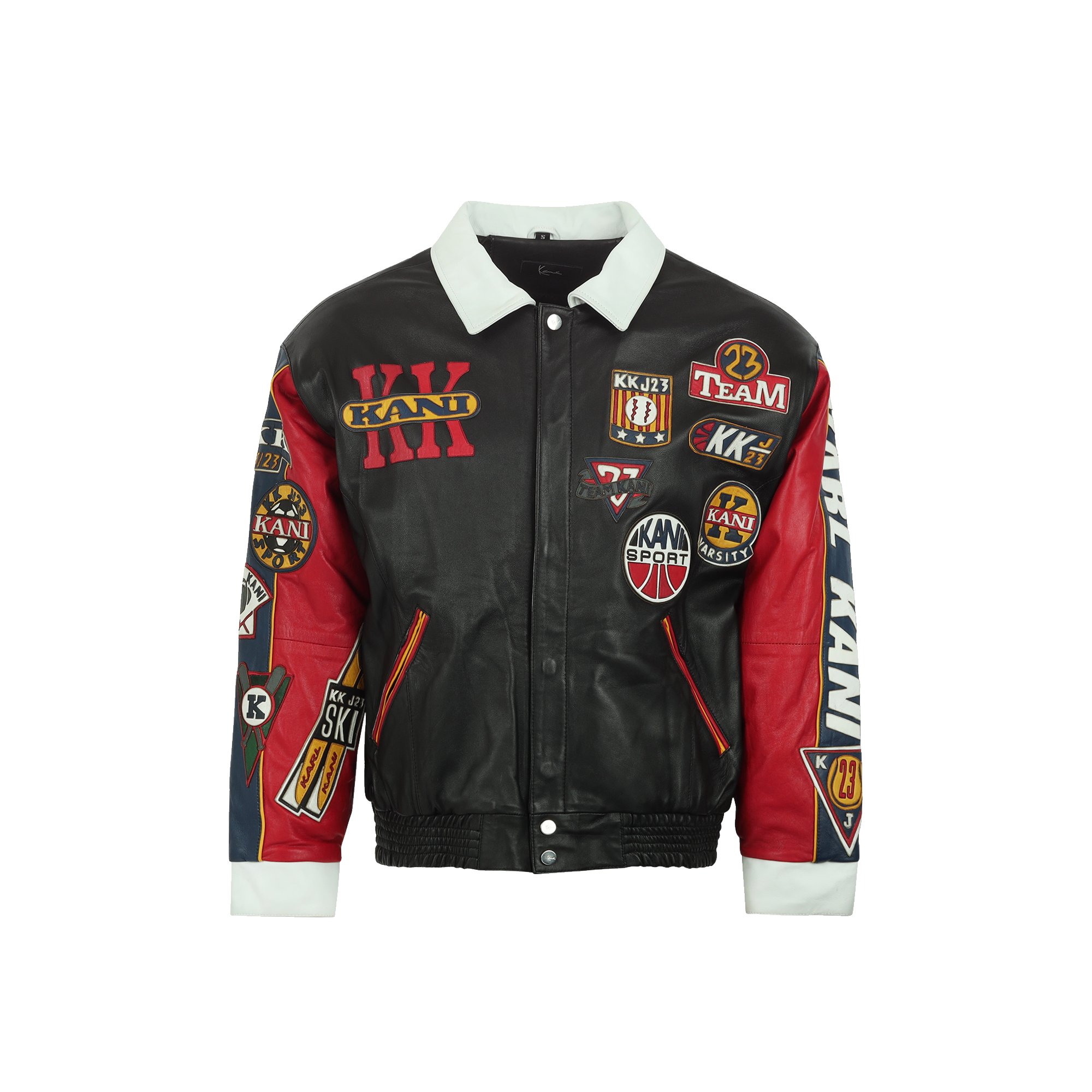 Black jacket top with red patch