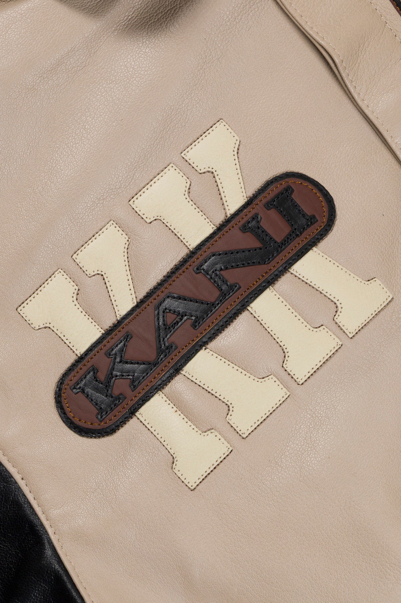 Leather Patch Jacket (Beige/Black)