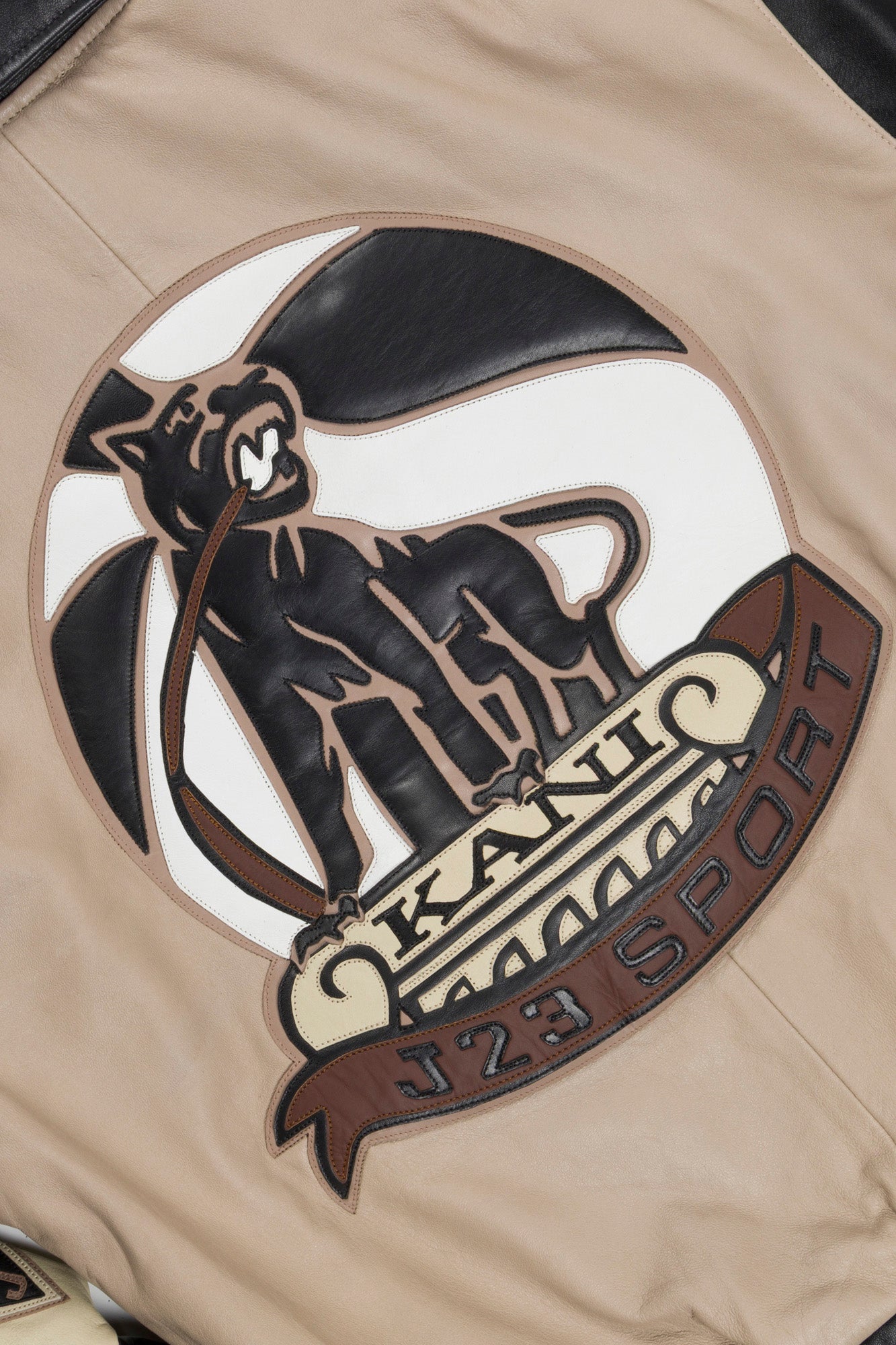 Leather Patch Jacket (Beige/Black)