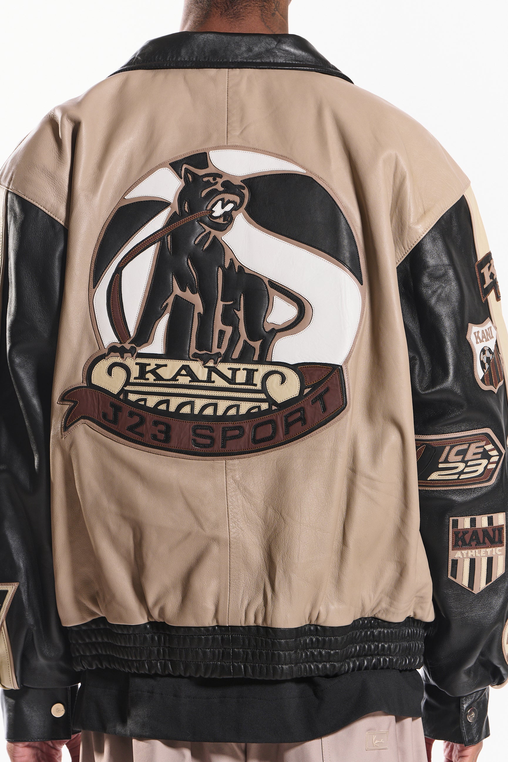 Leather Patch Jacket (Beige/Black) – Karl Kani