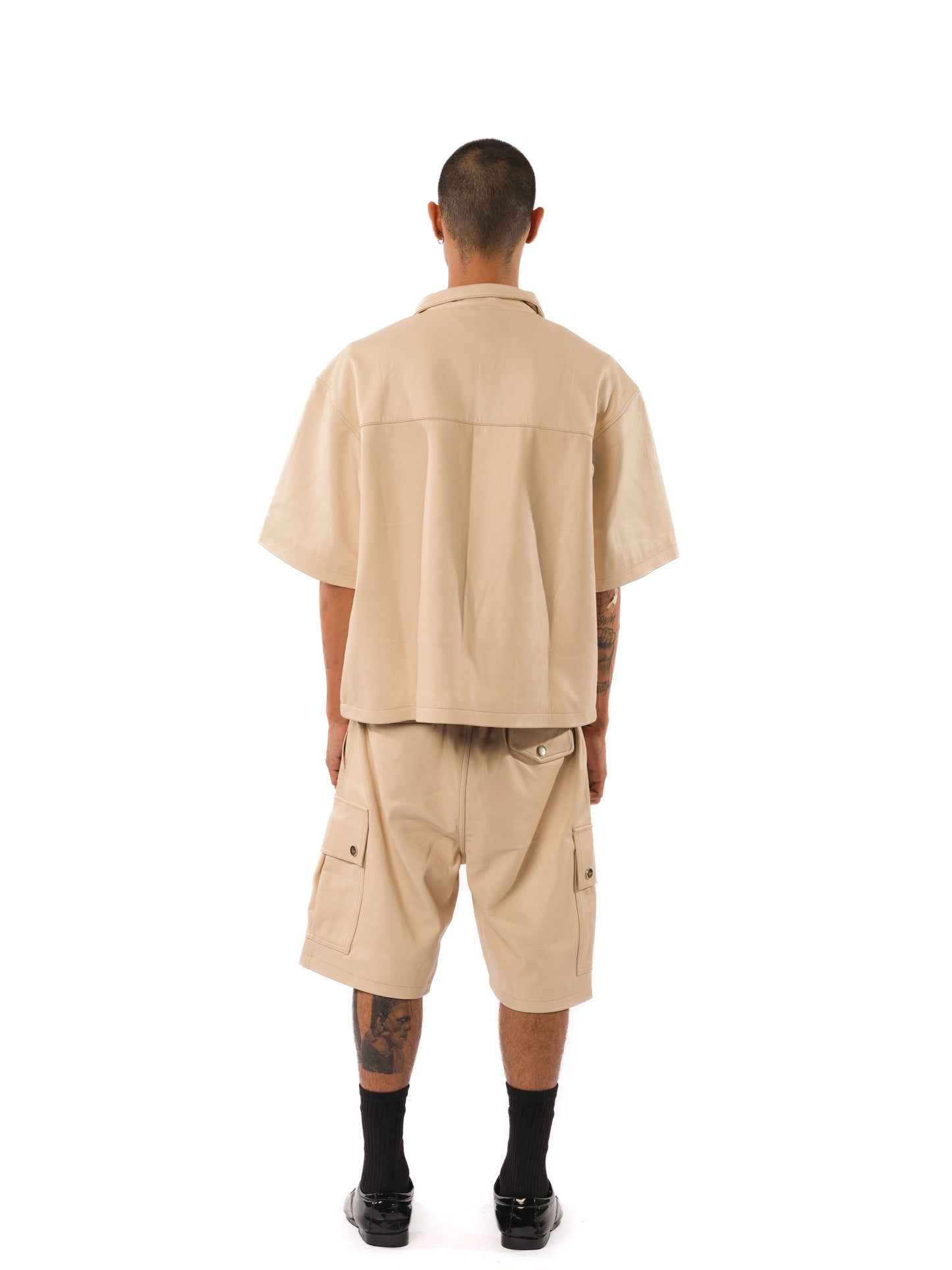 Mace Leather Cargo Shorts (Natural)