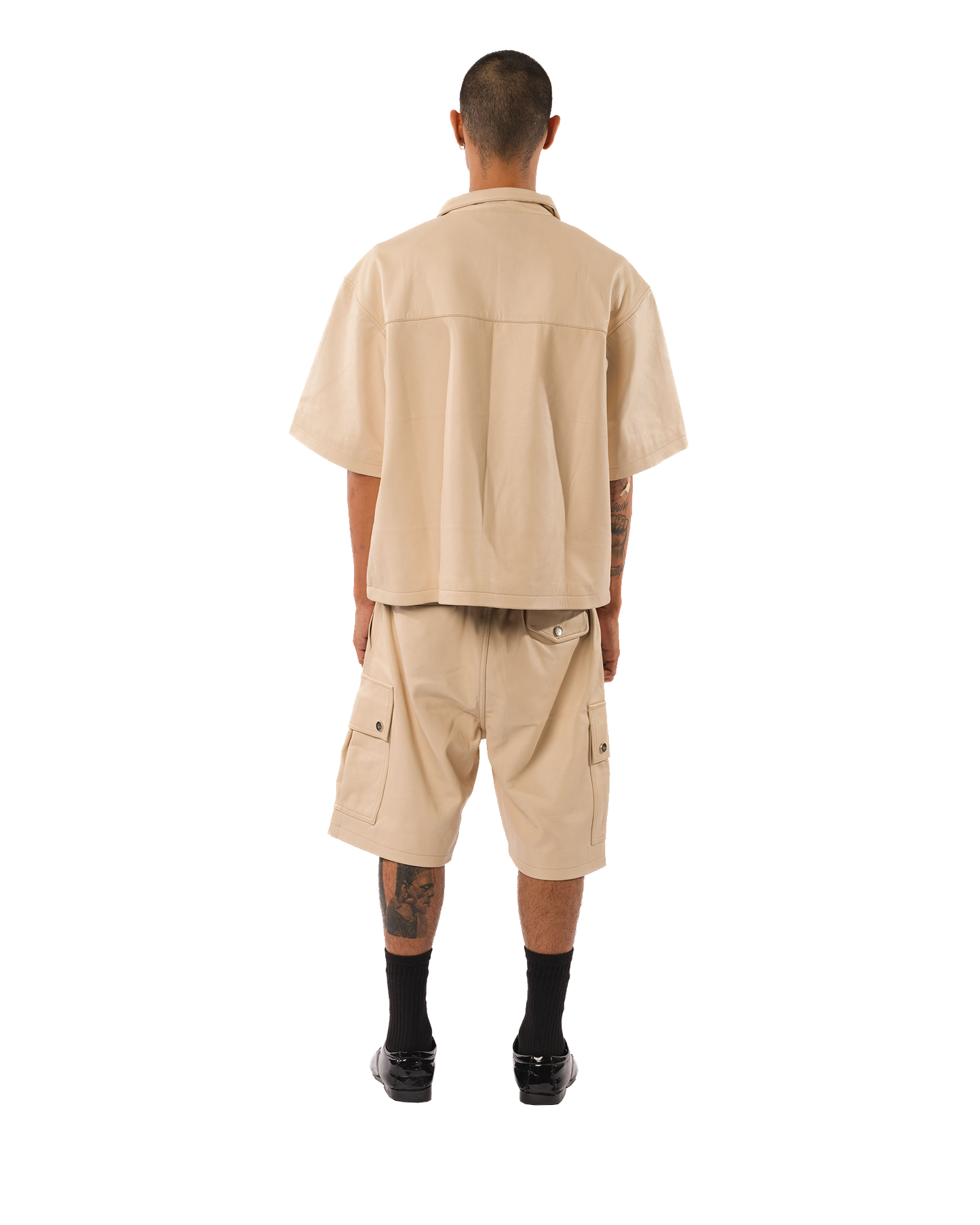 Mace Leather Cargo Shorts (Natural)