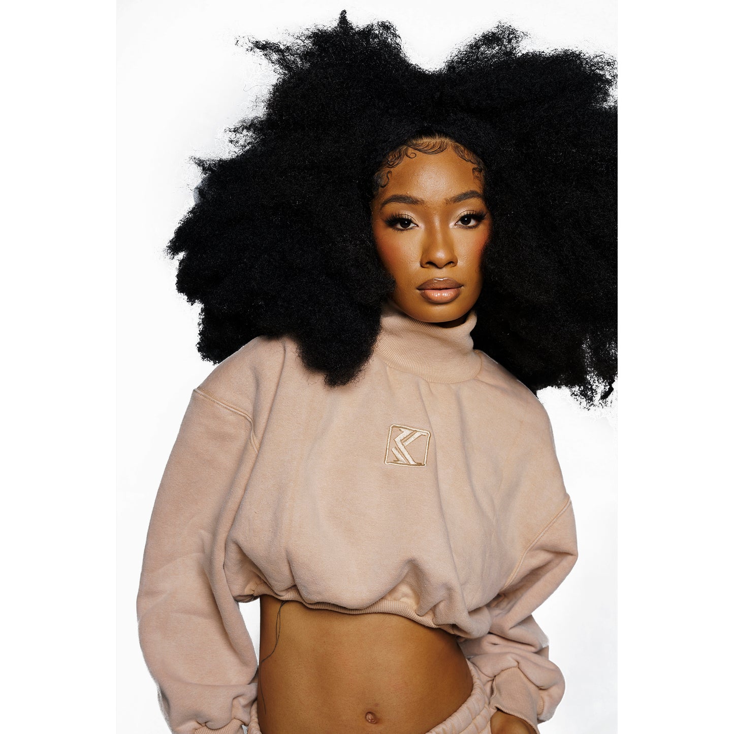 Deep Mock Neck Top (Nude)